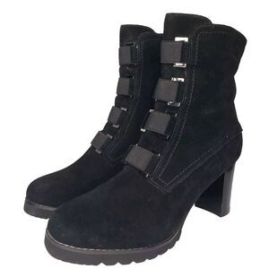 Blondo Reilly Womens SIZE 7 Booties Waterproof Black Suede Leather Heeled Boots